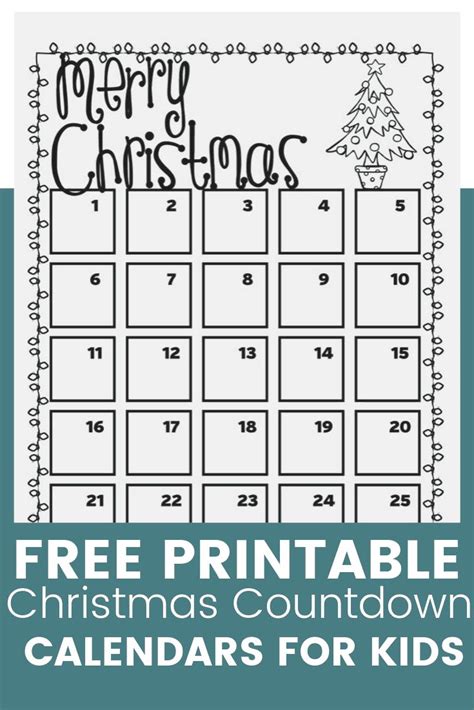 Free Printable Christmas Countdown Calendars For Kids Printable