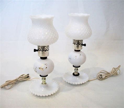 Vintage White Hobnail Milk Glass Boudoir Lamps Shabby Cottage Farmhouse Country Antique Price