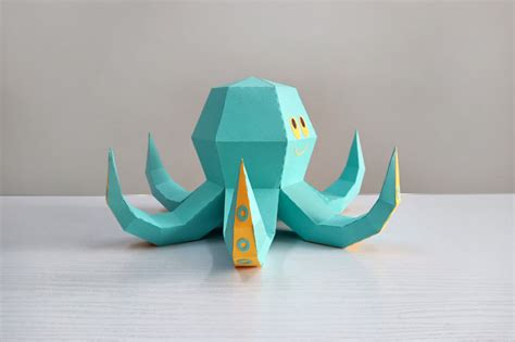 Diy Octopus Sculpture 3d Papercraft By Paper Amaze Thehungryjpeg
