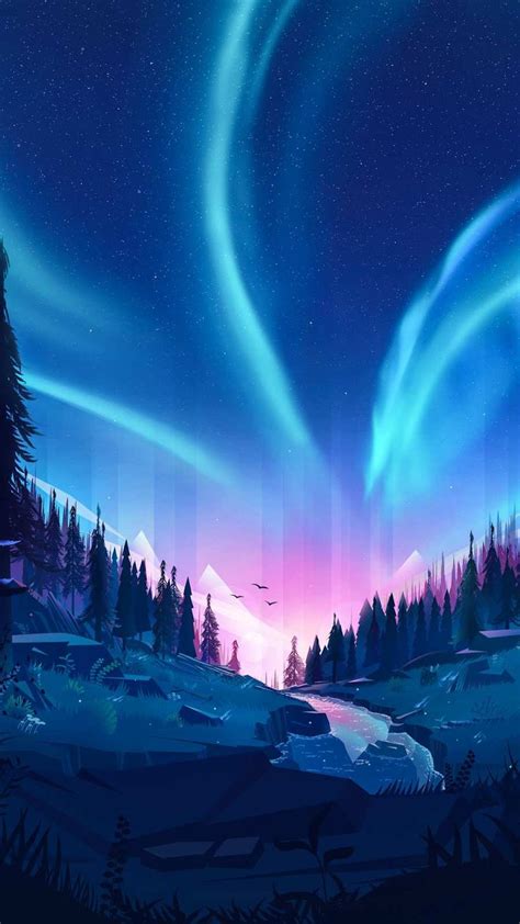 Beautiful Nature Aurora Sky Art Iphone Wallpaper Scenery