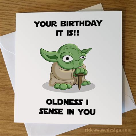 All baby yoda birthday card come in an envelope packed in a cellobag; Yoda Birthday Card | Star Wars Greeting Cards | Ride a Wave Design