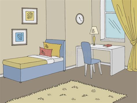 Children Room Graphic Color Home Interior Sketch Illustration Vector