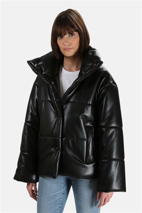 Free returns on all orders. Nanushka Hide Puffer Jacket in Black, Size XS | Puffer ...