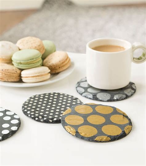 Slate Polka Dot Coasters Fun Arts And Crafts Arts And Crafts Projects