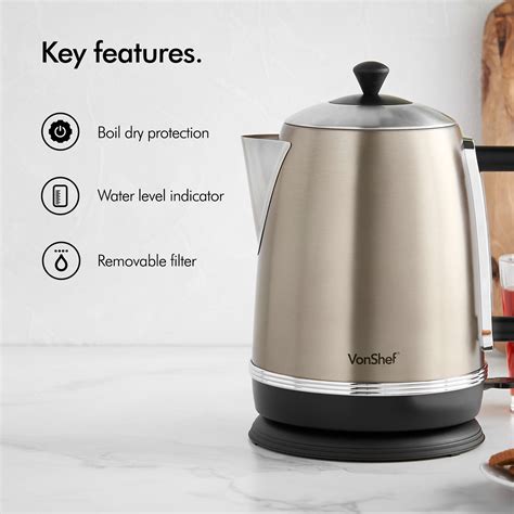 Breville mostra stainless steel kettle and 4 slice matching toaster set silver. VonShef Kettle and Toaster Set Champagne Gold Stainless ...
