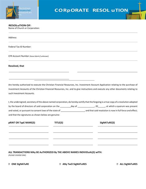 Free Corporate Resolution Form Template Free Printable Templates