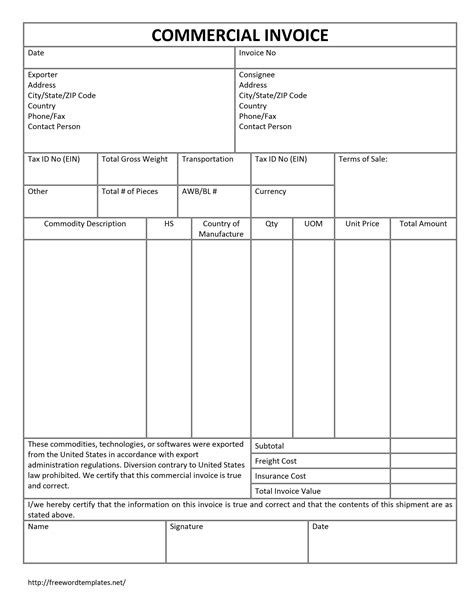 Sample Export Invoice Format Of Export Invoice In Excel