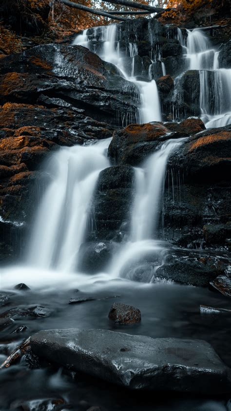 Download Wallpaper 2160x3840 Waterfall Stones Water Stream Rocks