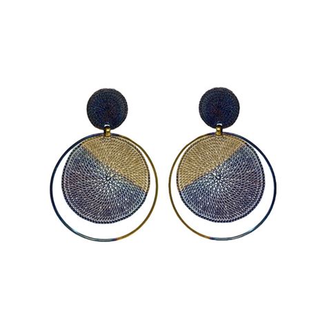 Milena Zu Gold And Blue Disc Earrings Bauhaus