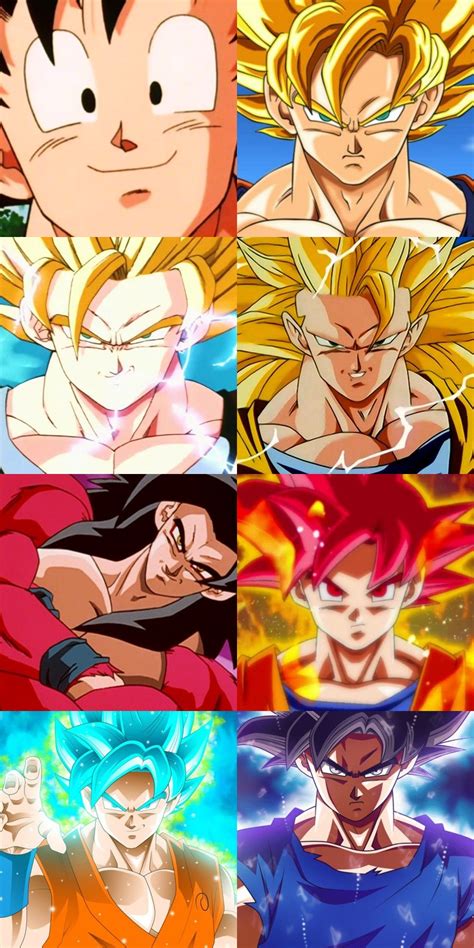 Todas Sus Transformaciones Goku Y Vegeta Goku Vs Goku Super Saiyan
