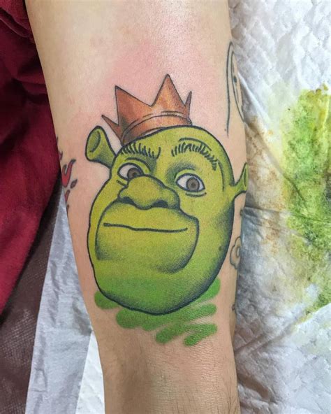 Shrek Portrait Tattoo Done On The Upper Arm Cartoon