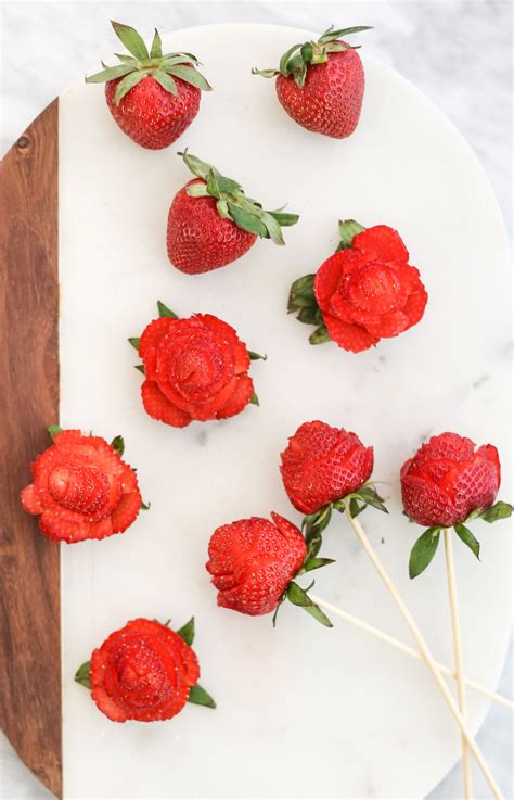 Make Roses Out Of Strawberries By Simply Slicing Petals With A Paring