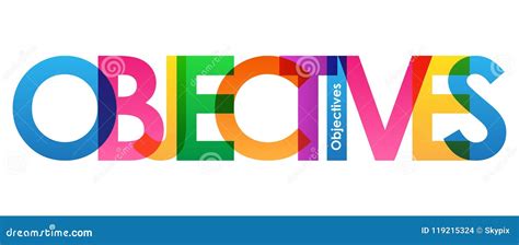 Objectives Colorful Overlapping Letters Banner Vector Illustration