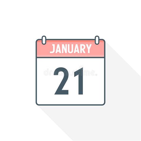 21st January Calendar Icon January 21 Calendar Date Month Icon Vector
