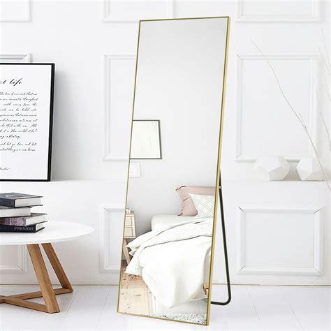 Neutype 65 X 22 Gold Full Length Mirror With Standing Holder Floor Mirror Large Wall Mounted