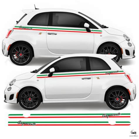 Cinquecento Italian Flag Side Stripe For Fiat 500 Abarth Vinyl Sticker