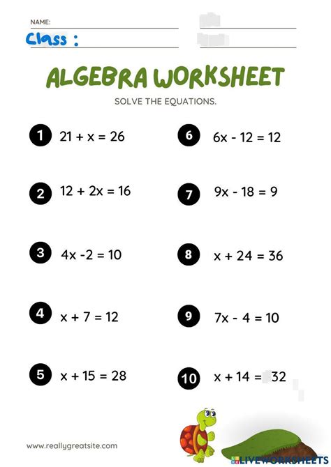 Algebra Online Exercise For Grade 6 Live Worksheets