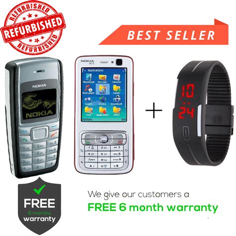 Buy Refurbished Nokia 1110 And N73 Get Digital Watch With 1 Year