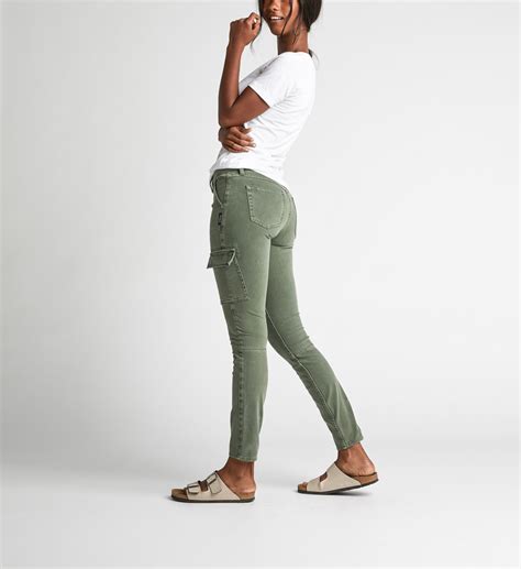 Women S Mid Rise Skinny Cargo Jeans Silver Jeans Co