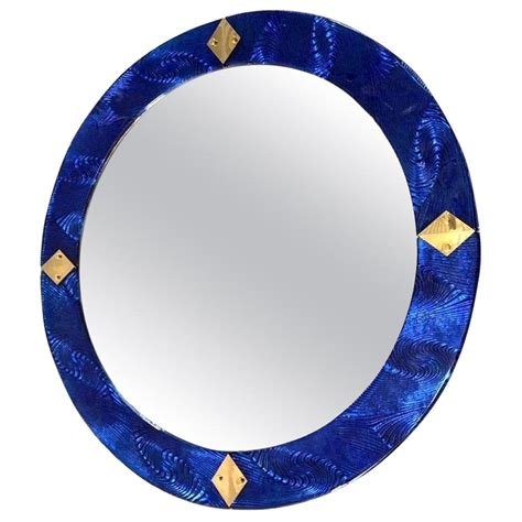 Bespoke Italian Custom Brass And Textured Cobalt Blue Murano Glass