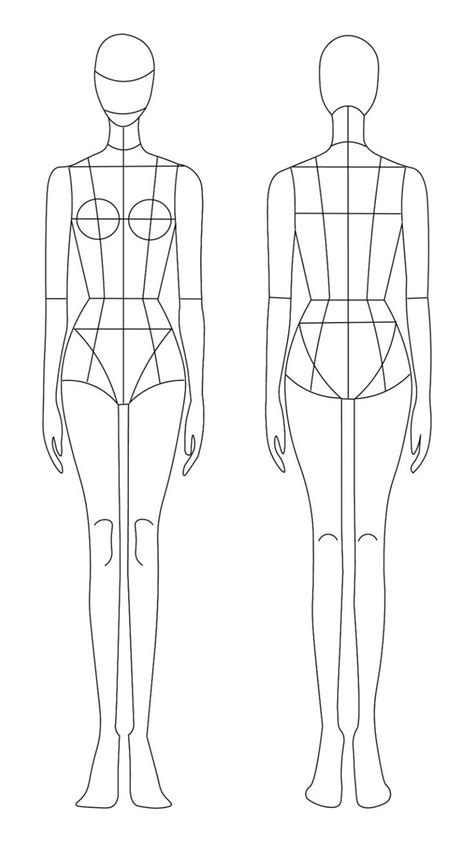 Front And Back Style Line Fashion Croquis Front And Back Croquis