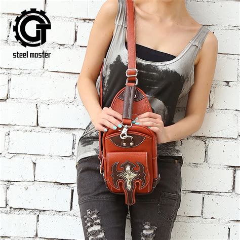 Gothic Bags Cross Body High Quality Brown Leather One Shoulder Bag