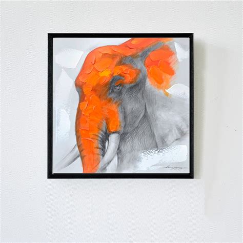 High Quality Beautiful Orange Elephant Canvas Painted On Printing With