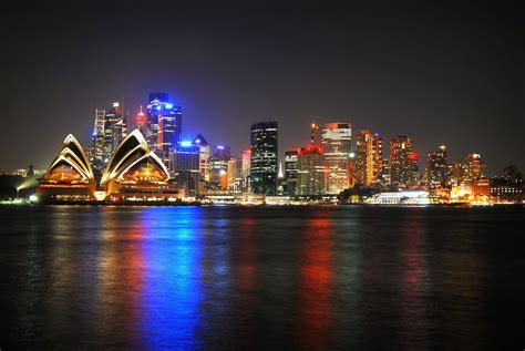 Sydney Skyline At Night Foto And Bild Australia And Oceania Australia