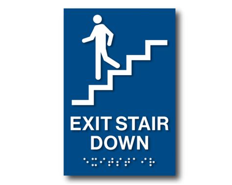 Braille Exit Stair Down Sign 9″h X 6″w Harvey Signs Inc