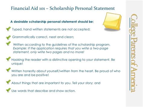 Financial Aid 101 Scholarship Personal Statement