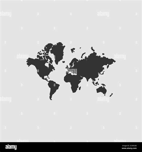 Mapa Del Mundo Icono Plano Pictograma Negro Sobre Fondo Gris Símbolo