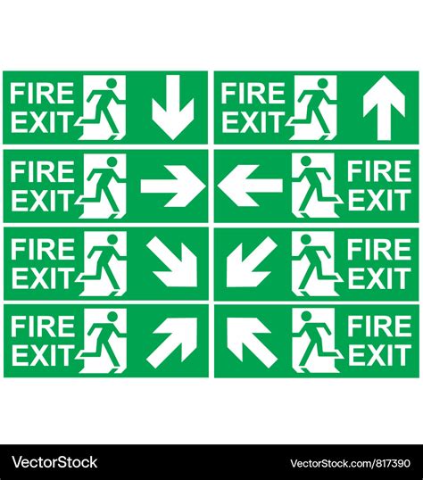 Fire Exit Signs Royalty Free Vector Image Vectorstock