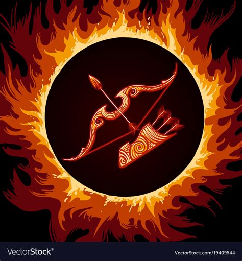 Zodiac Sign Of Sagittarius In Fire Circle Vector Image