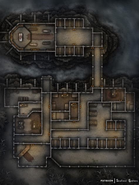 Free Dandd Battlemap Shadowy Ravensfall Prison • Seafoot Games