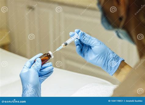 Procedure For Filling The Syringe With Medicine Before Injecting Doctor