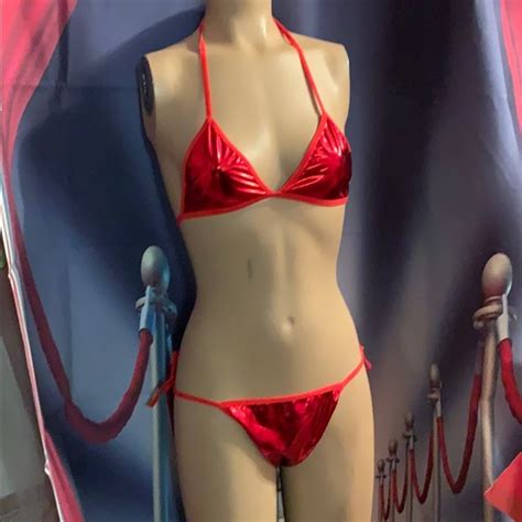 Private Swim New Red Metallic Bikini Smmed Sexy Poshmark