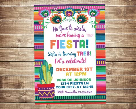 Fiesta Invitations Mexican Fiesta Invitation Girl Fiesta Etsy