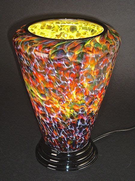 Multi Colored Table Lamp With Flattened Top By Curt Brock Art Glass Table Lamp Artful Home