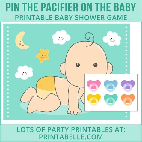 Pin The Pacifier On The Baby Game Baby Shower Games For Large Groups