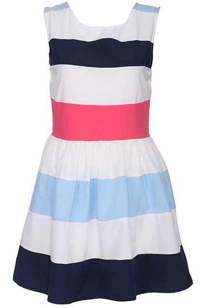 ROMWE ROMWE Striped Print Sleeveless Red Dress The Latest Street Fashion For More Great