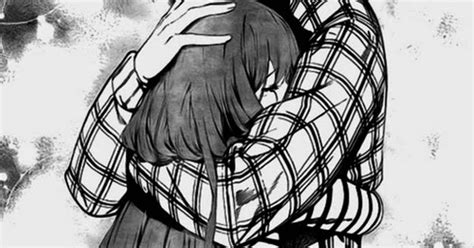 Hug Cute Anime Couple Loves Eachother Deep Affection True
