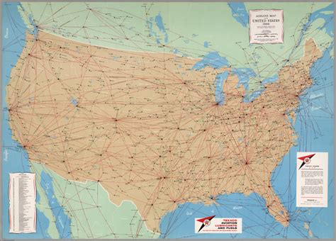 Airline Map Of The United States In 1960 Historical Maps United
