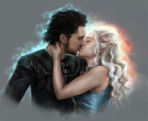 4k Jon Snow Game Of Thrones Emilia Clarke Daenerys Targaryen Two Kiss Hd Wallpaper Rare