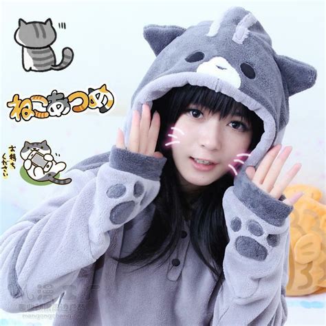 Girls Anime Neko Atsume Cute Cats Hoodies Coats Sweaters