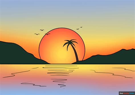 How To Draw A Sunset Really Easy Drawing Tutorial Png Sketch Png My Xxx Hot Girl