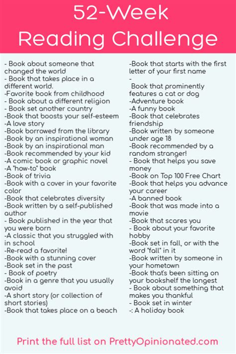 52 Fun Reading Challenges To Help You Reach Your Book A Week Goal Pretty Opinionated