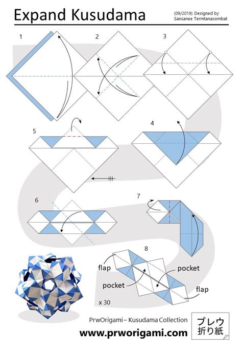 Expand Kusudama Diagram Origami Diagrams Origami Patterns Paper