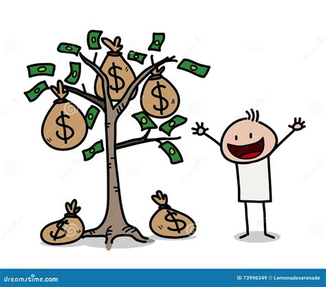 Money Tree Business Stick Figure Dollar Stock Vector Illustration