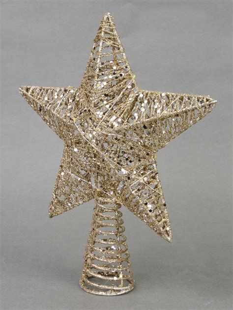 star tree topper  gold glitter  warm white lights cm christmas decorations buy