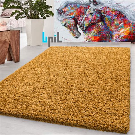 Bpil Soft Anti Skid Large Small Shaggy Area Rug Mustard Color Thick